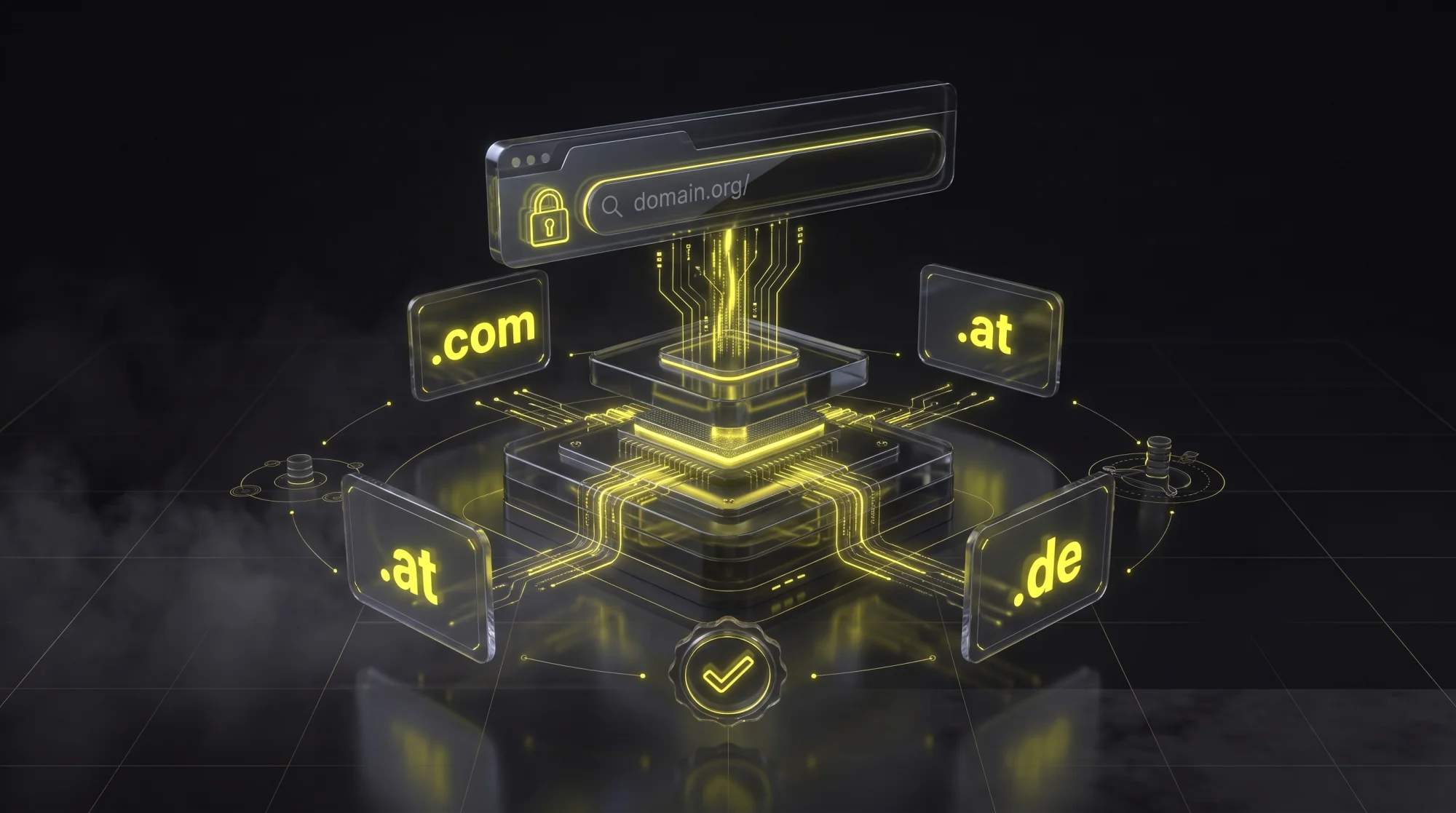 Domain kaufen: Guide zu Domainnamen mit .at, .de und .com — GoldenWing Blog-Cover